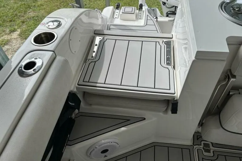 Slide: The Image of 2021 Sea Fox 288 Commander boat interior with sleek seating and cup holders. - 47