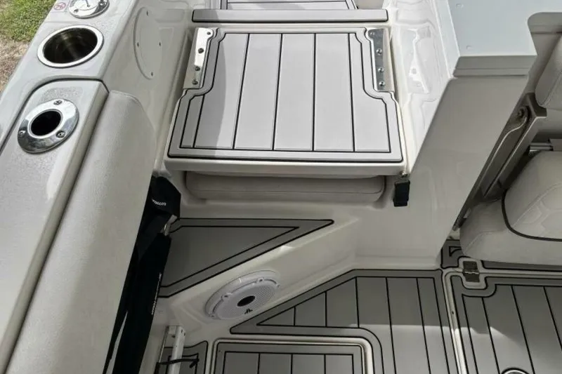 Slide: The Image of 2021 Sea Fox 288 Commander boat interior with sleek seating and modern design. - 53