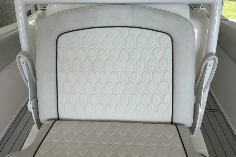 Slide: The Image of 2021 Sea Fox 288 Commander boat seat with hexagonal pattern upholstery. - 70