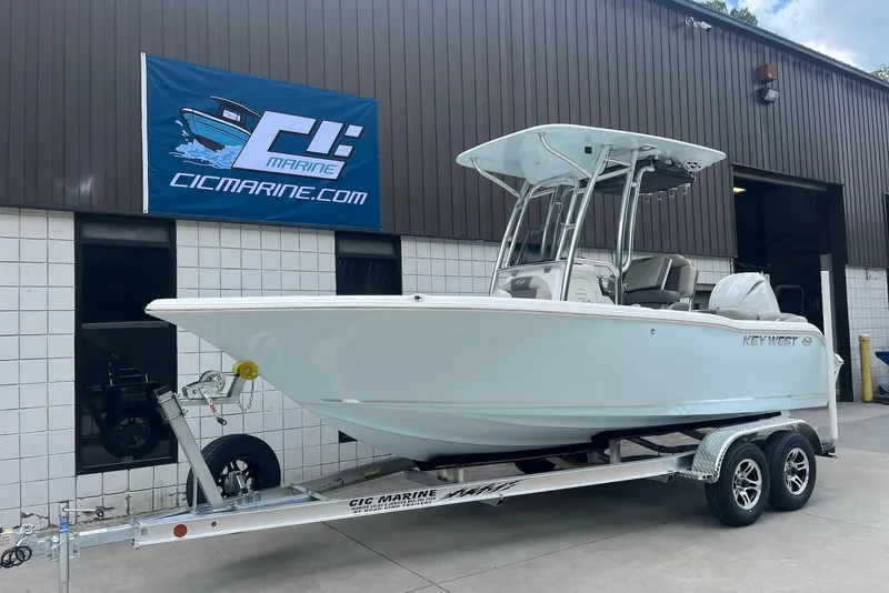 The Image of 2026 Key West 189 FS boat on trailer outside CIC Marine building. - 1