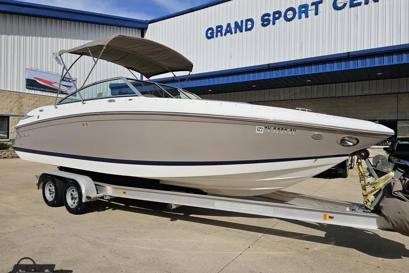 Slide: The Image of 2007 Cobalt 252 boat on trailer at Grand Sport Center dealership. - 12