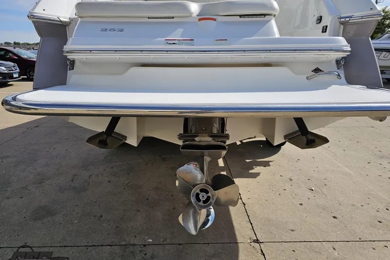 Slide: The Image of Rear view of a 2007 Cobalt 252 boat with propeller and swim platform. - 32