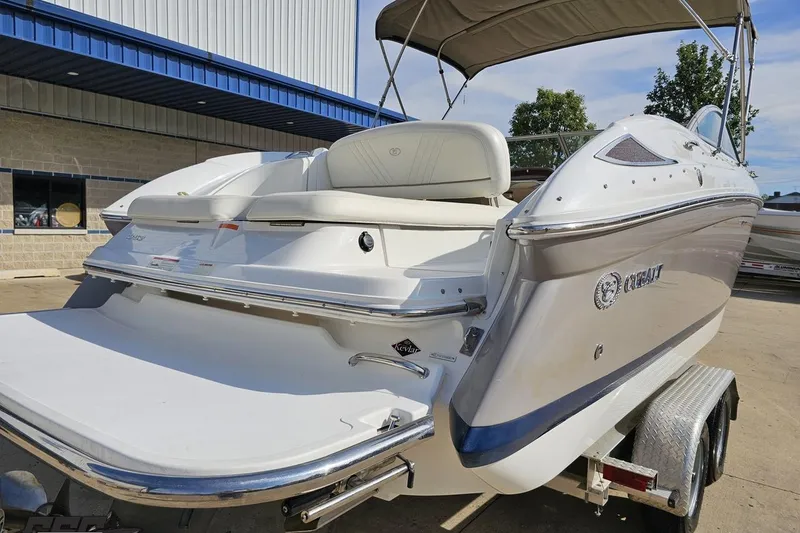 Slide: The Image of 2007 Cobalt 252 boat on trailer, featuring sleek design and spacious seating. - 33