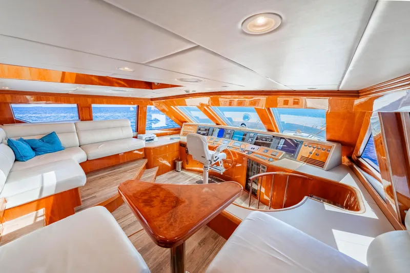 Slide: The Image of Luxurious 2009 Hargrave Raised Pilothouse yacht interior with plush seating and panoramic ocean views. - 25