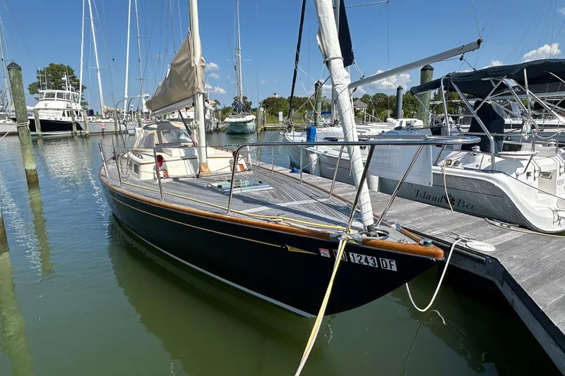Slide: The Image of Sailboat docked at marina, 2006 Morris M36, sunny day, calm waters. - 11