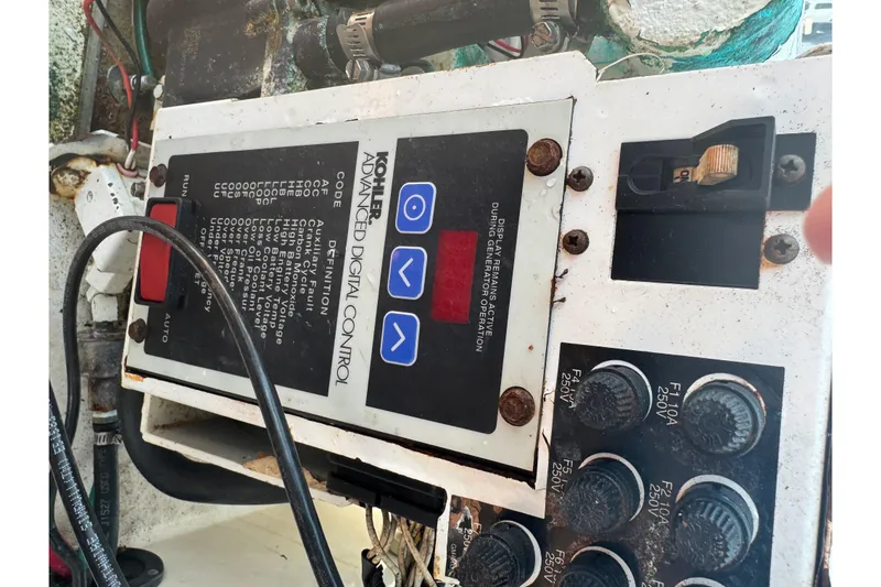 Slide: The Image of Control panel of a 2008 Century 3200 Offshore boat with Kohler advanced digital controls. - 18