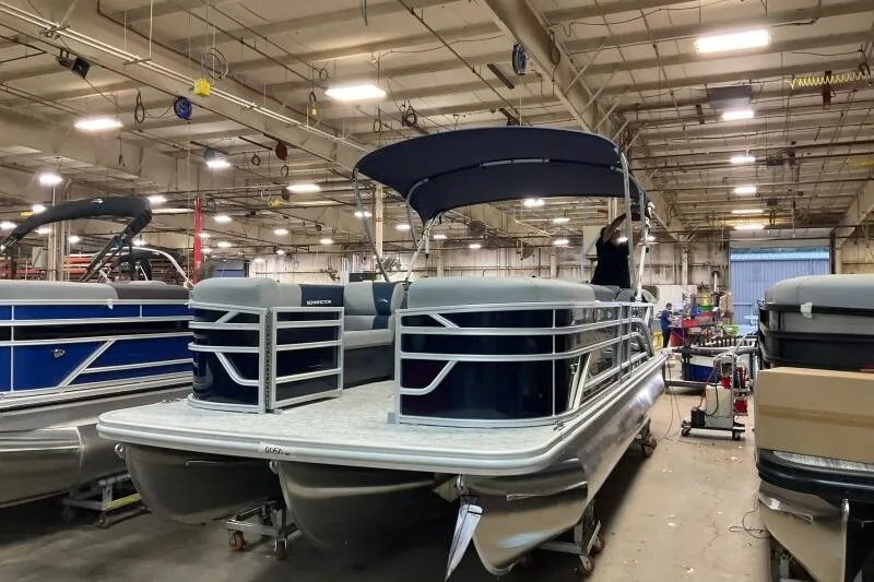 The Image of 2026 Bennington 23 SSRSF pontoon boat with sleek design and modern features. - 2