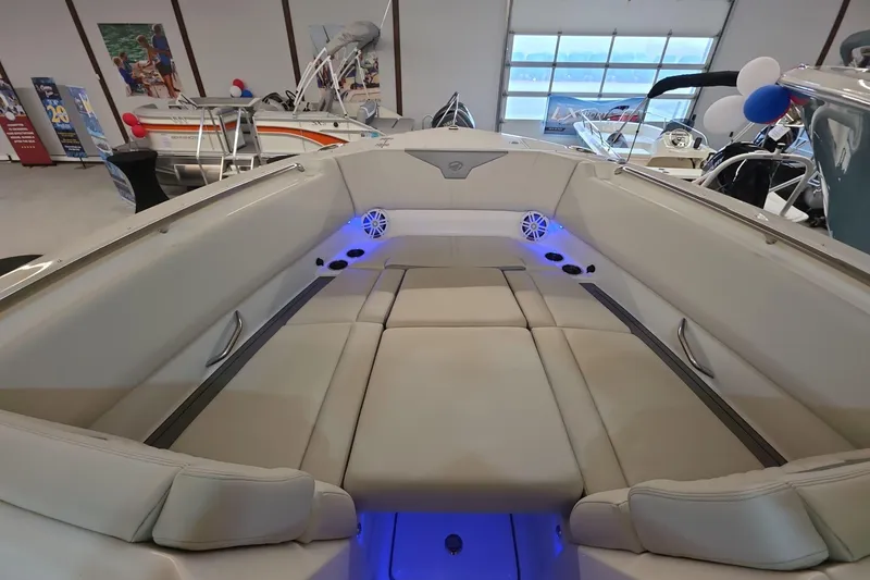 Slide: The Image of Luxurious interior of 2026 Sailfish 276 DC boat with plush seating and ambient lighting. - 25