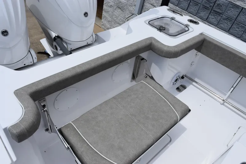 Slide: The Image of 2026 Sea Hunt Gamefish 27 Forward Seating with dual engines and cushioned seating area. - 16