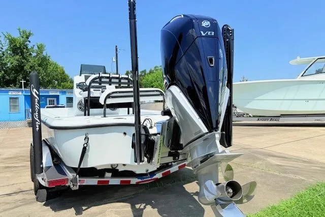 Slide: The Image of 2026 Yellowfin 24 Bay CE boat on trailer, parked outdoors. - 3