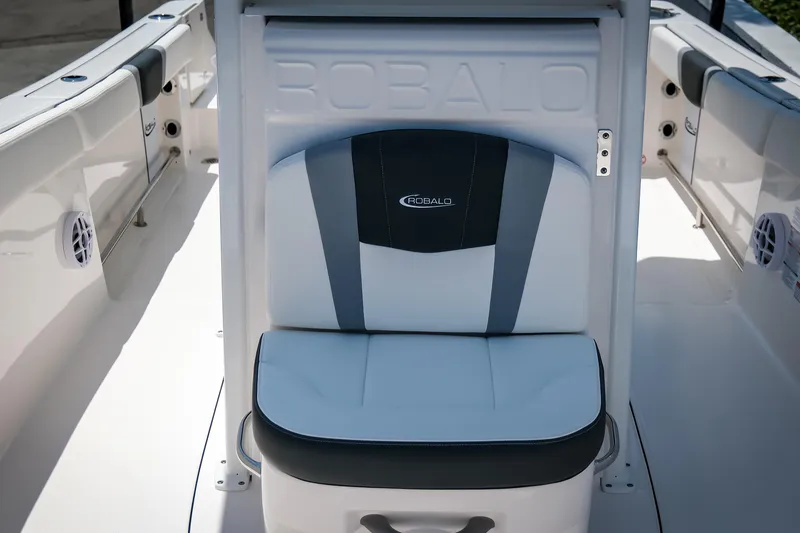 Slide: The Image of 2025 Robalo R230 Center Console boat seat, featuring sleek design and comfortable upholstery. - 9