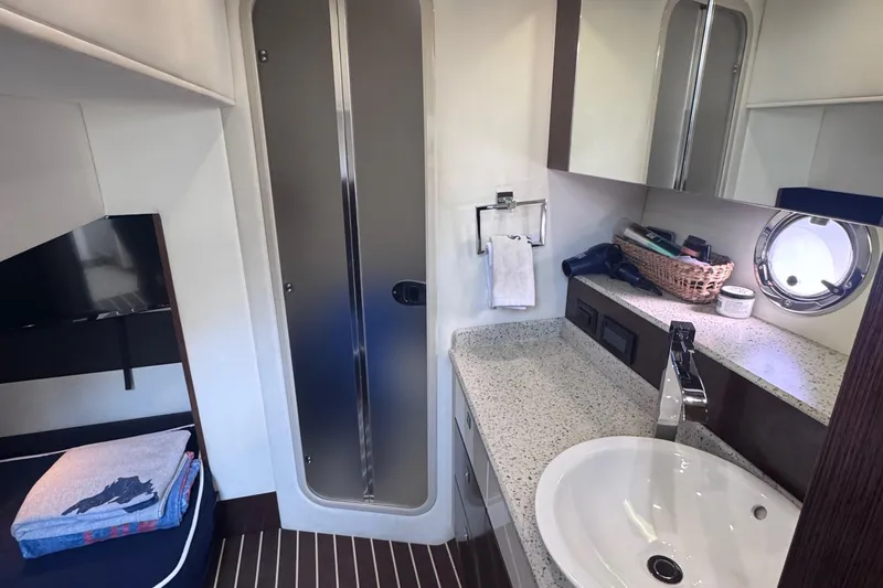 Slide: The Image of Luxurious bathroom interior of 2012 Cruisers Yachts 41 Cantius with modern amenities. - 53