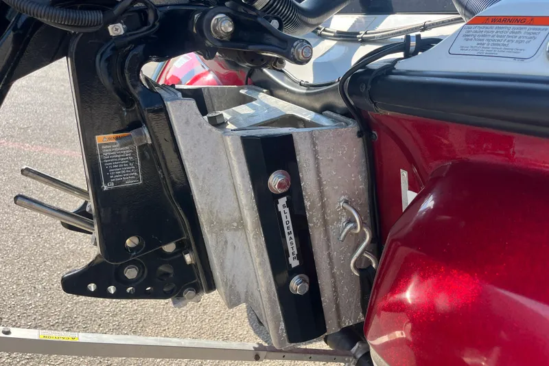 Slide: The Image of 2015 Nitro Z-8 boat with Mercury engine on trailer, parked outdoors. - 15