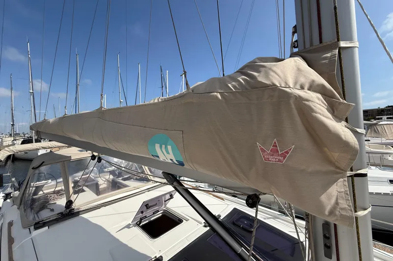 Slide: The Image of Volvo Penta D2-60 engine in a 2020 Dufour 430 sailboat. - 47