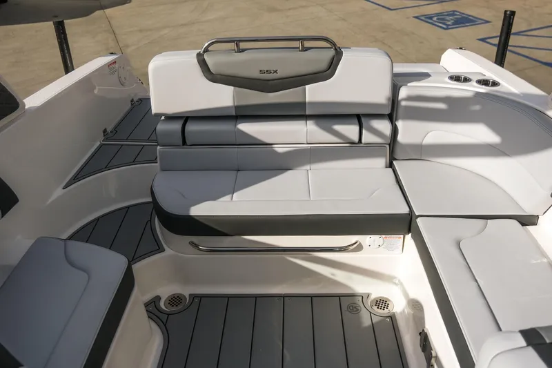 Slide: The Image of 2025 Chaparral 247 SSX boat interior with sleek seating and modern design. - 15