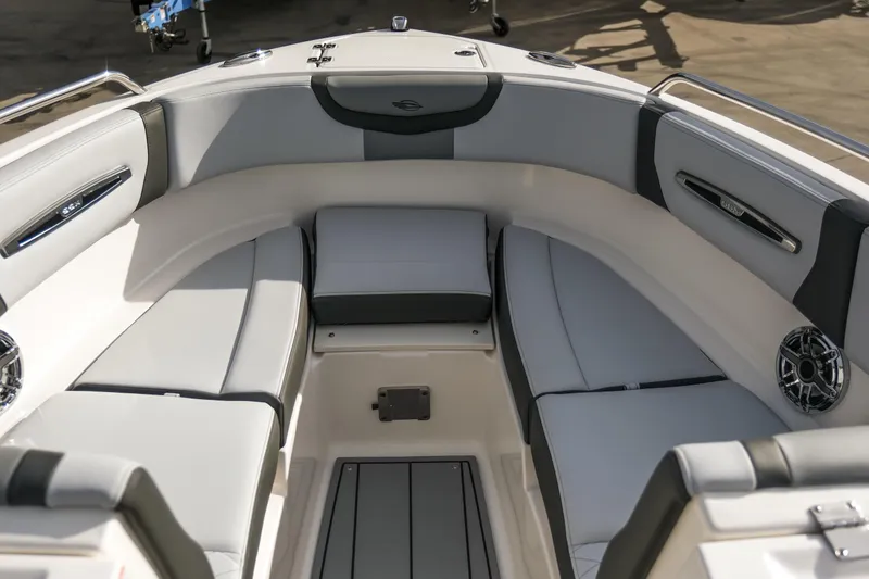 Slide: The Image of 2025 Chaparral 247 SSX boat interior with sleek seating and modern design. - 17