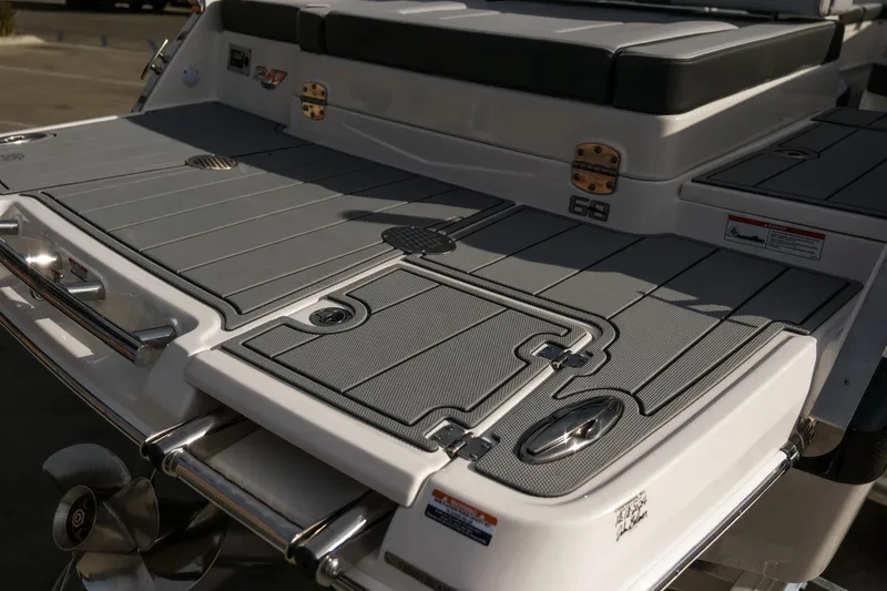 Slide: The Image of 2025 Chaparral 247 SSX boat deck with sleek design and modern features. - 8