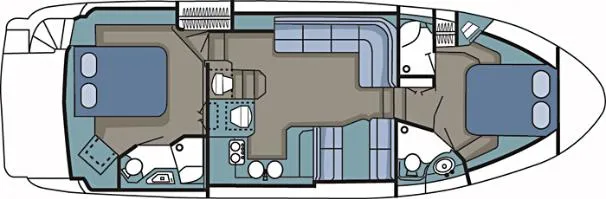 Slide: The Image of Luxurious interior of 2005 Cruisers Yachts 405 Express Motoryacht with elegant seating and kitchenette. - 11