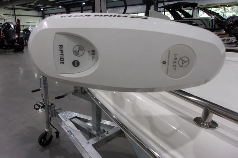 Slide: The Image of Minn Kota Riptide motor on 2022 Key West 1720 Sportsman boat in showroom. - 25