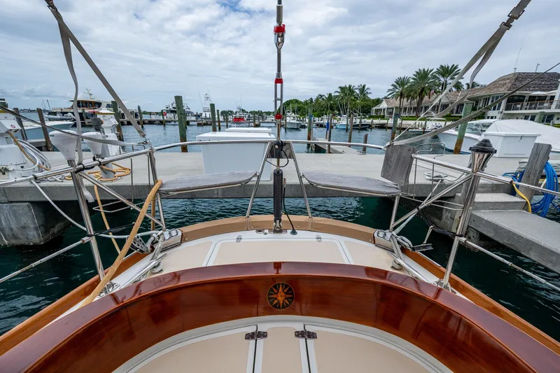 Slide: The Image of Hinckley Sou'wester Stoway Sloop 2000 docked at marina, view from cockpit. - 29