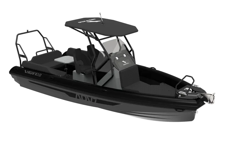 Slide: The Image of Luxurious interior of 2026 Highfield ADV 7 boat with hexagonal-patterned seating. - 4