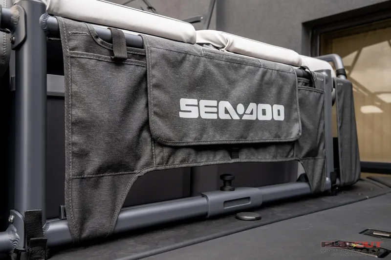 Slide: The Image of 2024 Sea-Doo Switch SPORT 21 230HP storage compartment with logo, showcasing durable design. - 10
