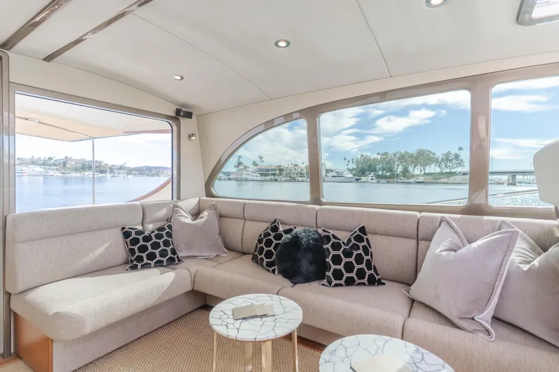 Slide: The Image of Luxurious interior of 2015 Palm Beach Motor Yachts 45 Sedan with scenic water views. - 8