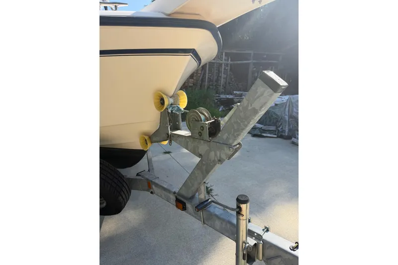 Slide: The Image of 2006 Grady-White Seafarer 228 boat with Yamaha outboard motor on trailer. - 5