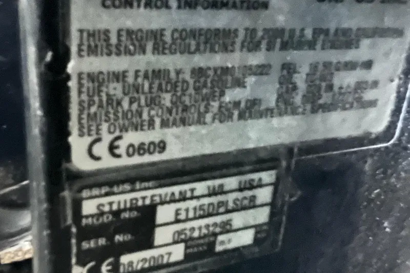 Slide: The Image of 2006 Manitou 24 Osprey engine compliance label with emission details and specifications. - 18