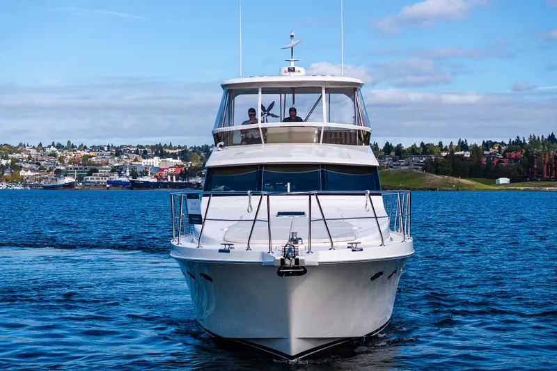 Slide: The Image of 2009 Ocean Alexander 52 Sedan yacht cruising towards downtown Seattle. - 3