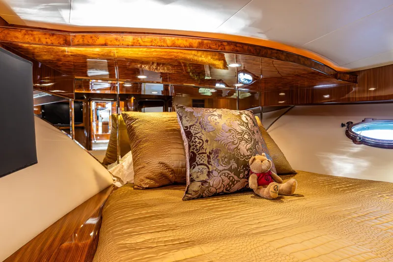 Slide: The Image of Luxurious cabin interior of 2009 Ocean Alexander 52 Sedan yacht with plush bedding. - 32