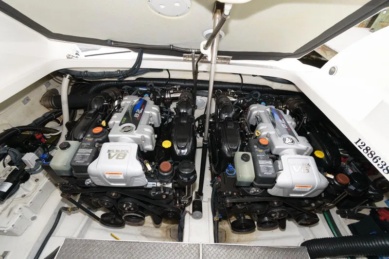 Slide: The Image of 2014 Formula 350 Crossover Bowrider engine compartment with dual V8 engines. - 19