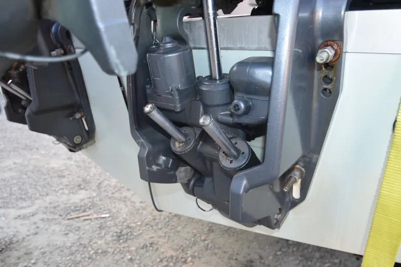 Slide: The Image of Close-up of a 2005 Regulator 24 Forward Seating boat engine components. - 9