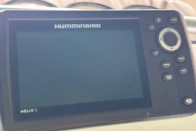 Slide: The Image of Humminbird Helix 5 fish finder on 1994 Mainship 40 Sedan Bridge dashboard. - 41
