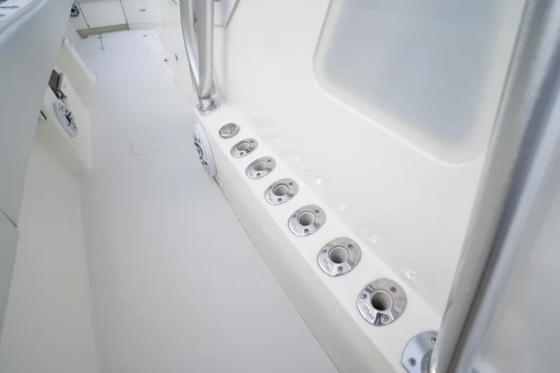 Slide: The Image of Open storage compartment on 2015 SeaVee 39Z boat, showcasing interior space. - 20