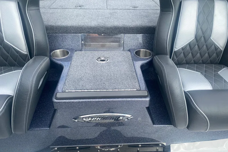 Slide: The Image of Interior of 2026 Phoenix 21 XE boat with leather seats and cup holders. - 28