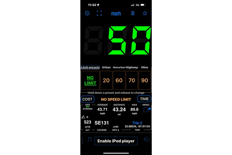 Slide: The Image of Digital speedometer app interface displaying speed, GPS data, and trip information. - 22