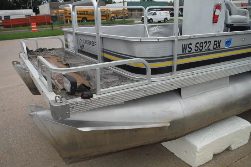 Slide: The Image of 1989 Sea Nymph SS200 SUNCRUISER pontoon boat on trailer, side view. - 14