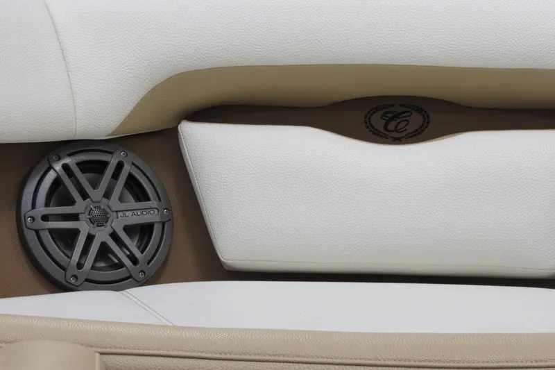 Slide: The Image of 2017 Cobalt CS1 interior with JL Audio speaker and elegant white upholstery. - 12