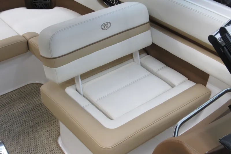 Slide: The Image of Cobalt CS1 2017 boat interior with beige and white seating. - 9
