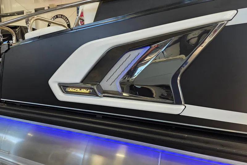 Slide: The Image of 2026 Avalon 2785 Excalibur LTD Windshield Quad Lounger, sleek design detail. - 19