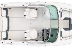 Slide: The Image of 2026 Robalo R207 Dual Console boat interior, featuring a sleek white storage compartment. - 8