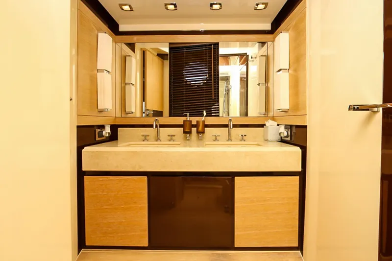 Slide: The Image of Luxurious bathroom interior of 2011 Azimut 70 yacht with dual sinks and elegant design. - 25