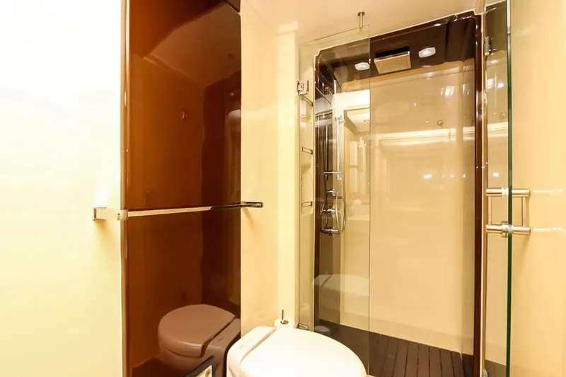 Slide: The Image of Luxurious bathroom in 2011 Azimut 70 yacht with modern shower and sleek design. - 27