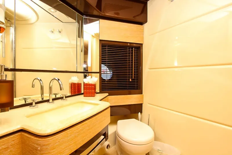 Slide: The Image of Luxurious bathroom interior of 2011 Azimut 70 yacht with modern fixtures and elegant design. - 29