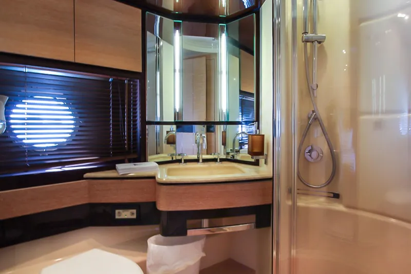 Slide: The Image of Luxurious bathroom interior of 2011 Azimut 70 yacht with modern fixtures and elegant design. - 36