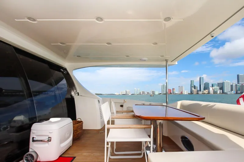 Slide: The Image of Luxurious 2011 Azimut 70 yacht deck with city skyline view. - 38