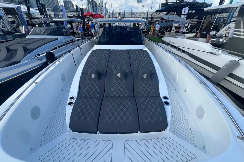 Slide: The Image of 2023 Canados 493 Gladiator luxury yacht with sleek design and spacious sunbathing area. - 20