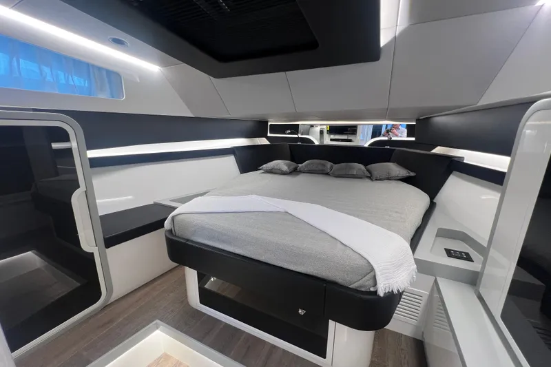 Slide: The Image of Luxurious interior of 2023 Canados 493 Gladiator yacht with modern bedroom design. - 25