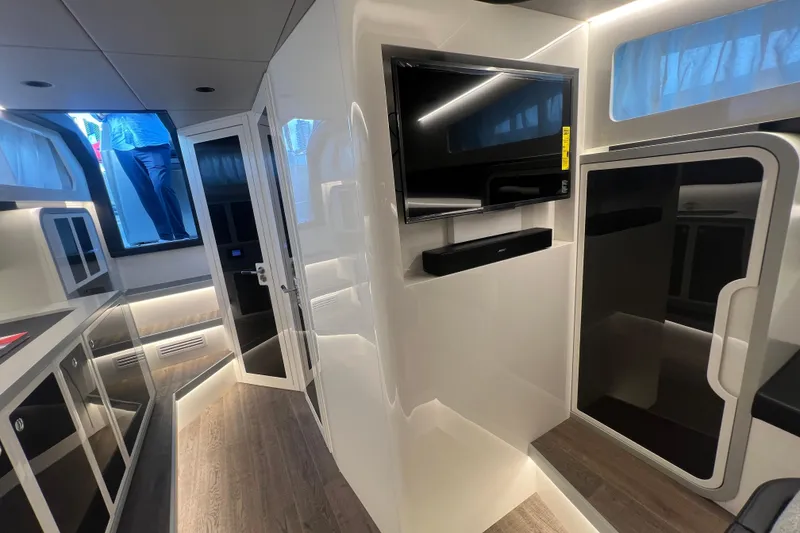 Slide: The Image of Luxurious interior of 2023 Canados 493 Gladiator yacht with modern amenities and sleek design. - 26